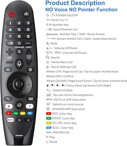 Miniatura 8 de Control remoto de repuesto para LG Magic Smart TV (sin voz ni puntero), compatible con AKB75855501 LG Smart TV LCDLEDOLEDQNEDNanoCell4K UHDSuper UHD