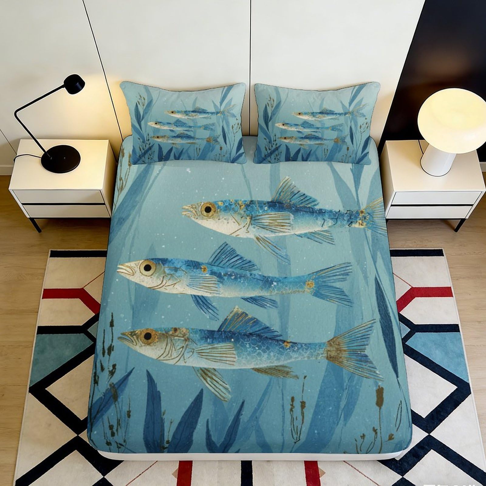 3D Printed Fitted Sheet Microfiber Galaxy Starry Sky Bed Cover for Bedroom, Dorm, and Guest Room Protection and Decoration 90x200x25cm