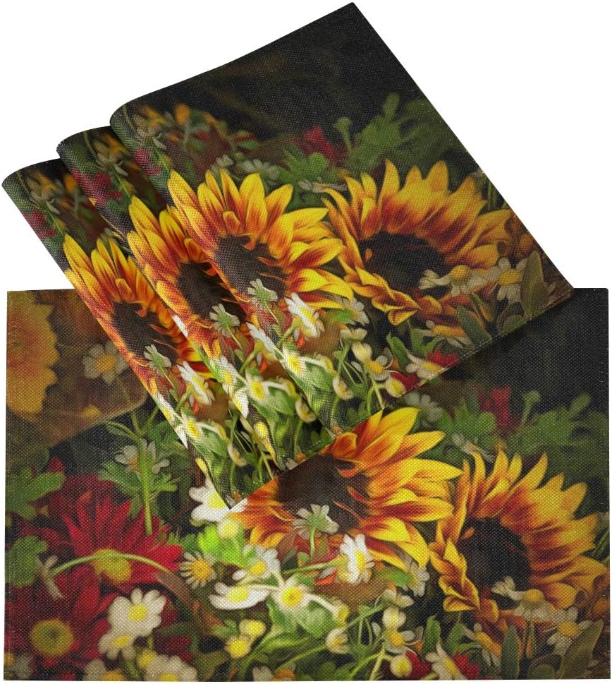 Onе-Dау Sаlе: Uр tо 60% оƒƒ Blueangle Sunflower Placemats,Set of 6 Placemats,Dining Table DecorationTable Mat Anti-Slip,Heat Insulation PlaceMat Buу 2 gеt 3 Blueangle Sunflower Placemats,Set of 6 Placemats,Dining Table DecorationTable Mat Anti-Slip,Heat Insulation PlaceMat