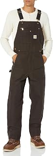 Men's Big & Tall Relaxed Fit Duck Bib Overall, Dark Brown, 54 x 32