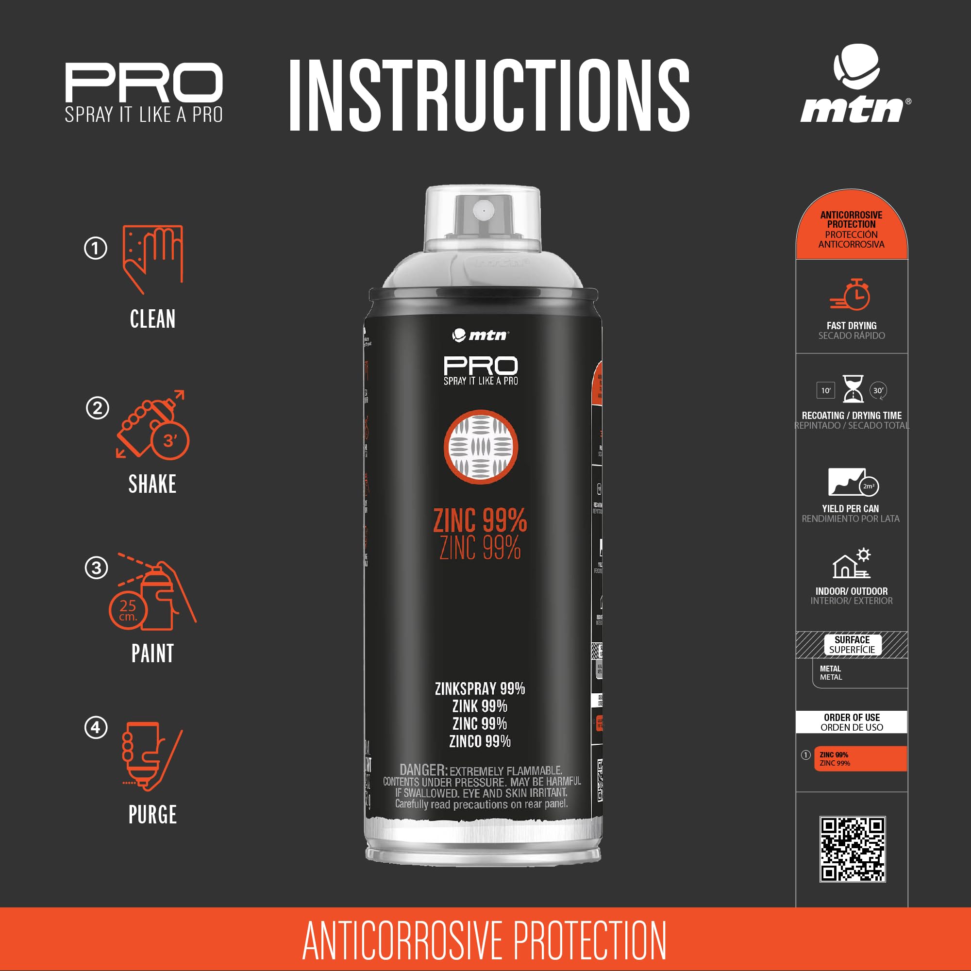 Montana Colors MTN PRO Pure Zinc 99% 400ml - Amazon.com