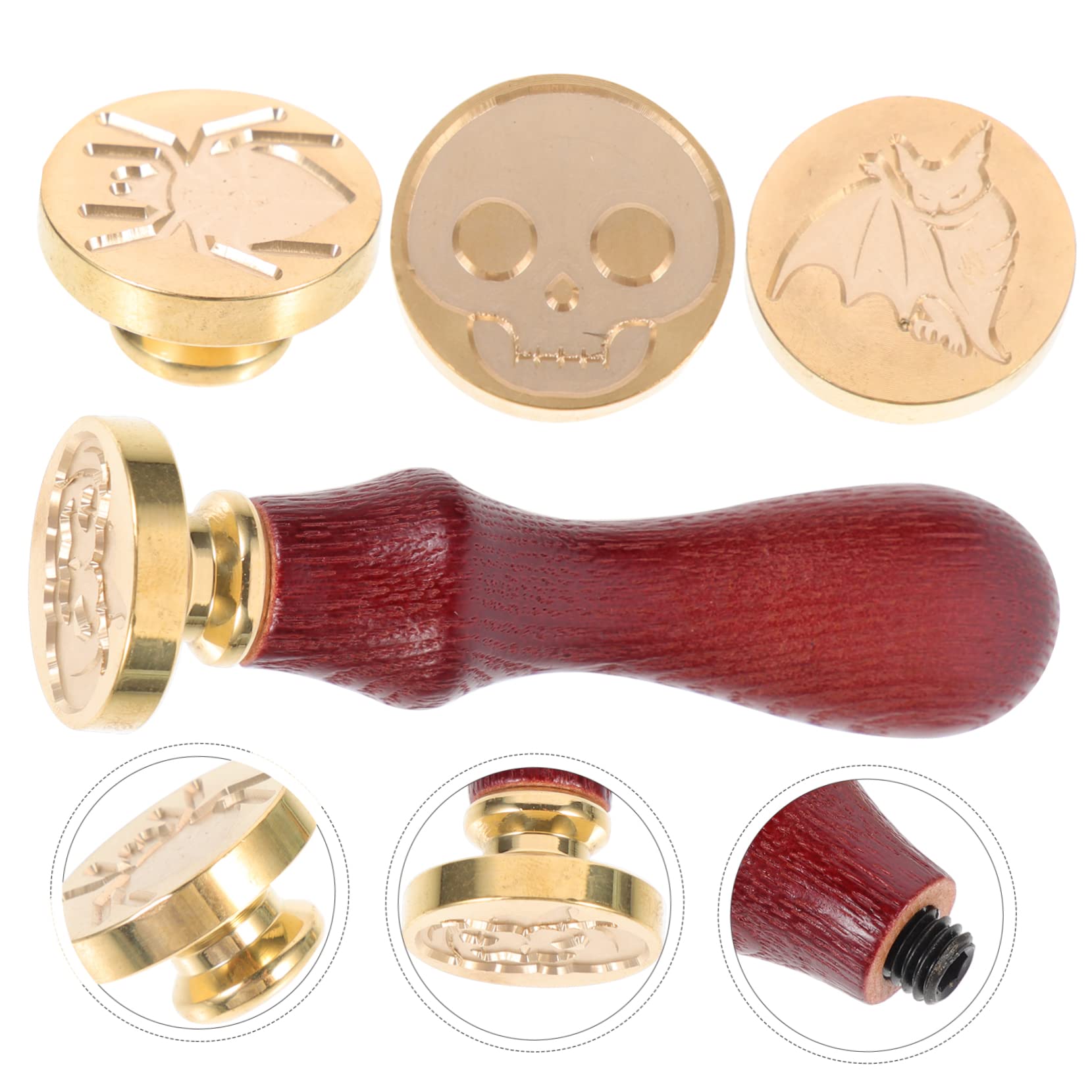 Lurrose 4sätze Halloween Wachs Siegel Stempel Mit Verschiedenen Designs Holzgriff Für Diy Karten Und Einladungen Kreative Bastelaktivitäten Und Dekorationen