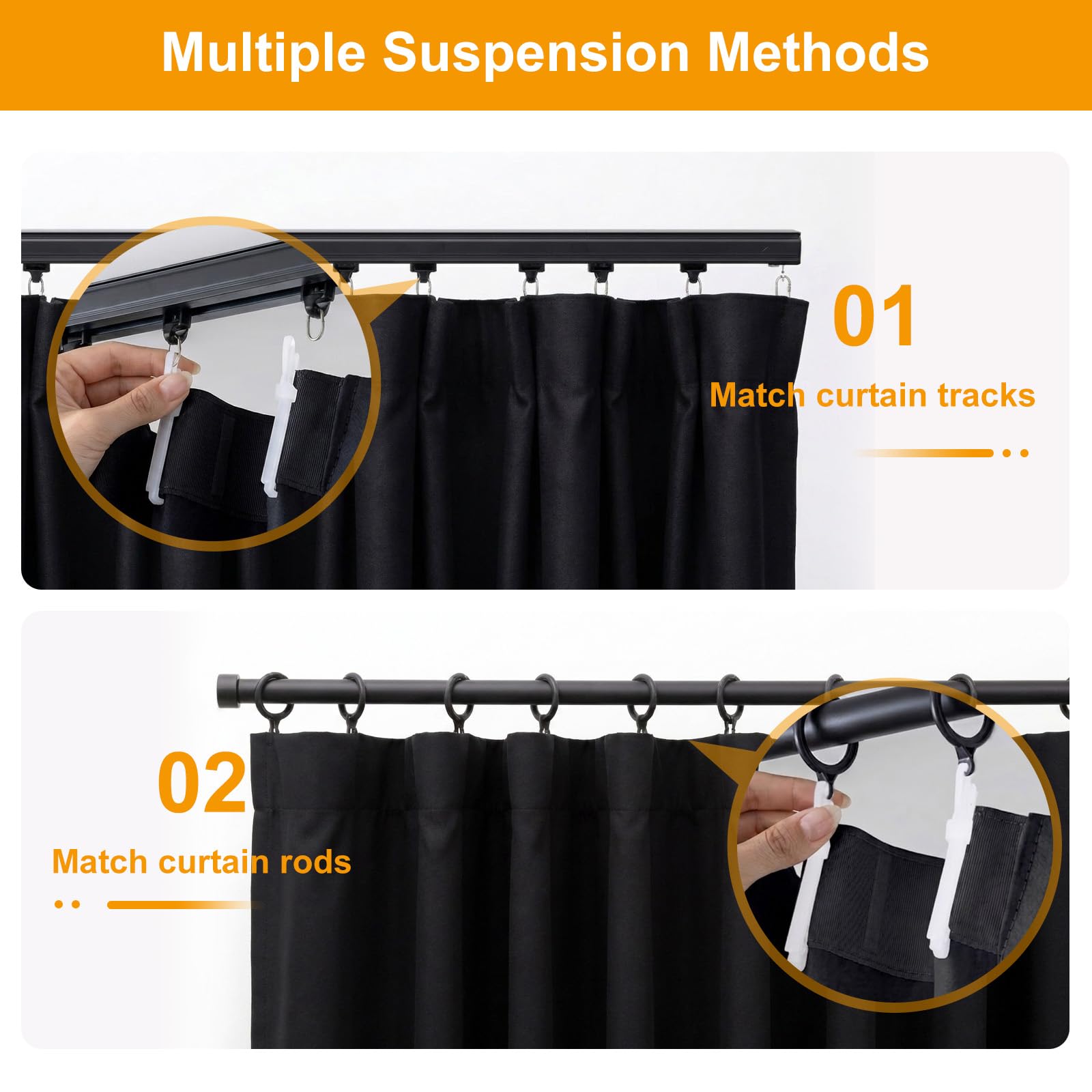 hoeflife Cortinas divisoras de habitación, Cortinas Opacas para Techo con Gancho, Cortinas de Suelo a Prueba de Sonido, Montaje en Techo, rieles divisores de Pared para separación de