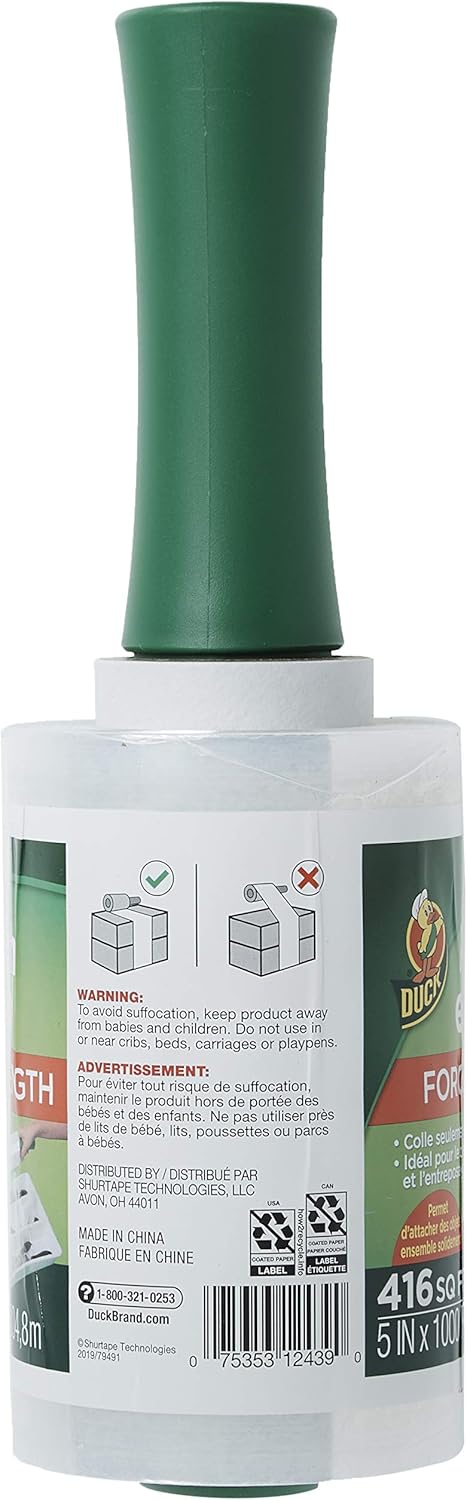Duck Brand Stretch Wrap Roll, Clear, 5 inches by 1000 feet, 1 pack, 285849, White : Office Products