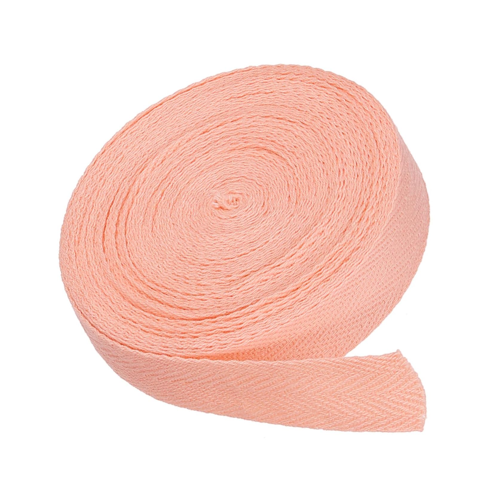 MACHSWON Cotton Twill Tape 3/4 Inch 10 Yards Cotton Ribbon Bias Binding Tape Herringbone Webbing Trim for Sewing Gift Wrapping Craft DIY Pink