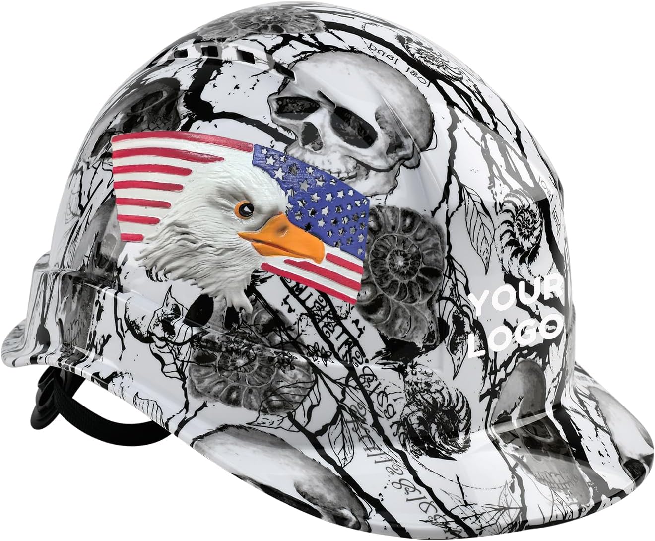 Customizable Cap Style Hard Hat，Construction Work Safety Helmet for Men&Women，Hard Hat with American Flag and Eagle Design