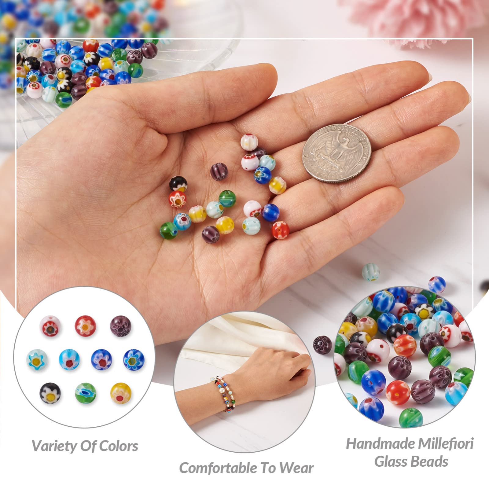 Craftdady 60Pcs Gold Sand Lampwork Glass Beads - 9-10mm Faceted Rondelle, Midnight Blue, Jewelry Making - View #9