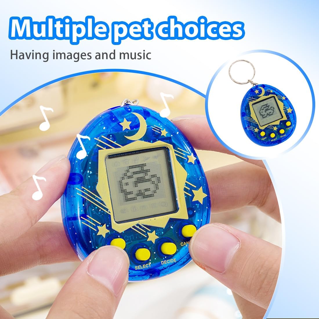 Electronic Pet Game Machine, Pack of 2 Portable Handheld Virtual Pets Toy with Keychain, Electronic Pets, Handheld Game Console for Adults and Children