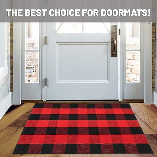 Miniatura 401 de IOHOUZE - Tapete a cuadros estilo búfalo de 5 x 8 pies para interiores y exteriores, lavable, para sala, tapete de bienvenida primavera-verano