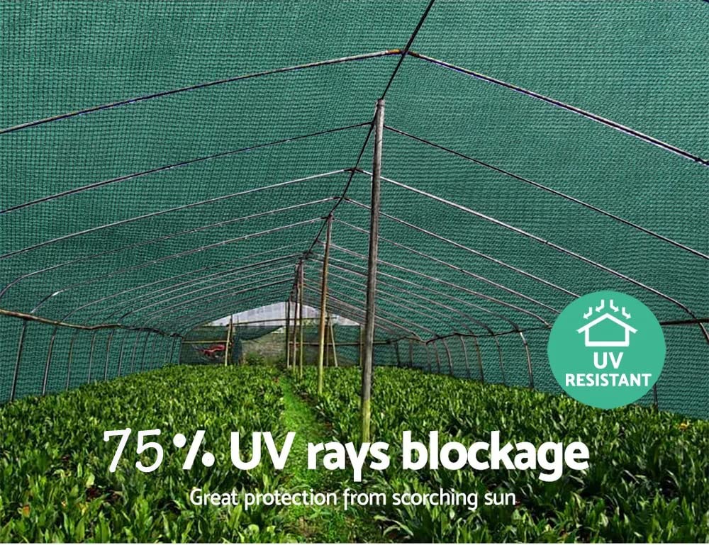 Krrooraa 75% Uv & Sun Stabilized Agro Green House Net with Aluminium eyelate | Green Net for Garden Shade | Green Garden Net | Green net for Garden House | Pack of 1 | 2 x 15 Meter | 2