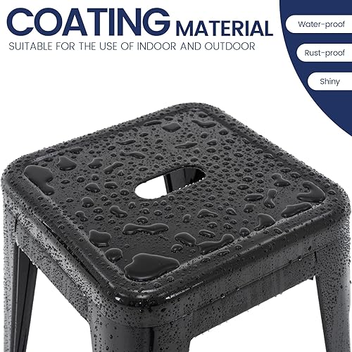 Miniatura 4 de Brage Living Juego de 4 taburetes industriales de metal de 18 pulgadas, taburetes apilables para aula, sillas de comedor de metal sin espalda para