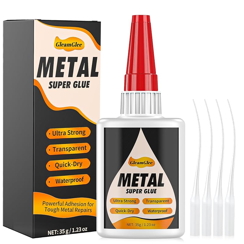 Cola Instantânea para Metal e Aço Inoxidável GleamGlee, Transparente, 35 mL, com 4 Aplicadores