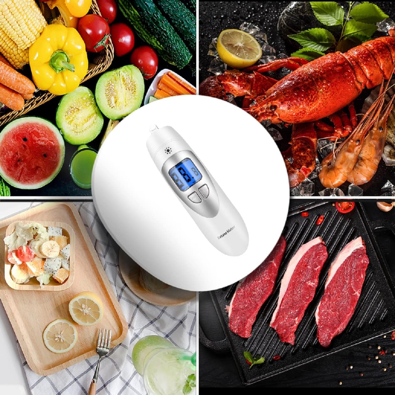 Keto Breath Meter for Ketosis Tracking - Digital Ketones Test Analyzer with 10 Mouthpieces