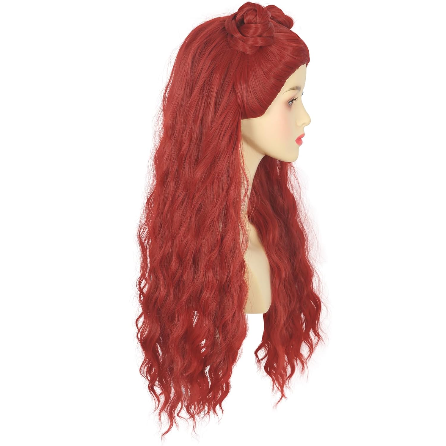 karlery Women Adult Long Red Curly Wig with Buns Halloween Cosplay Party Costume Wig - Image 5