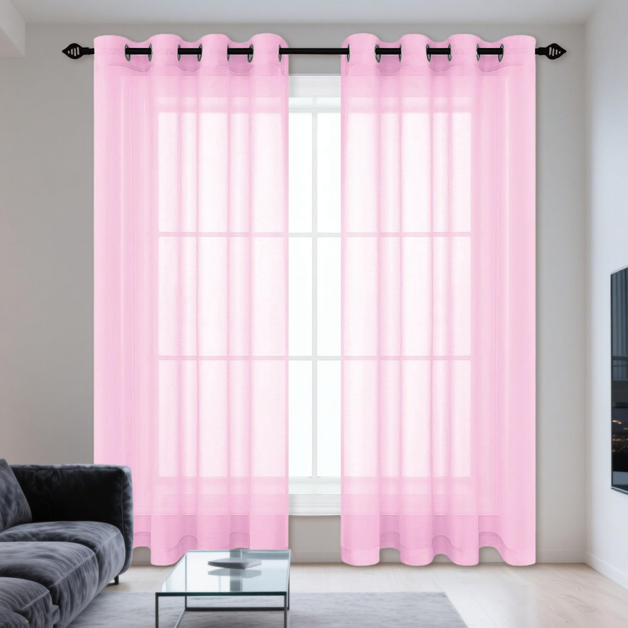 Rideaux voilages rose aux finitions soignées pour intérieur chic