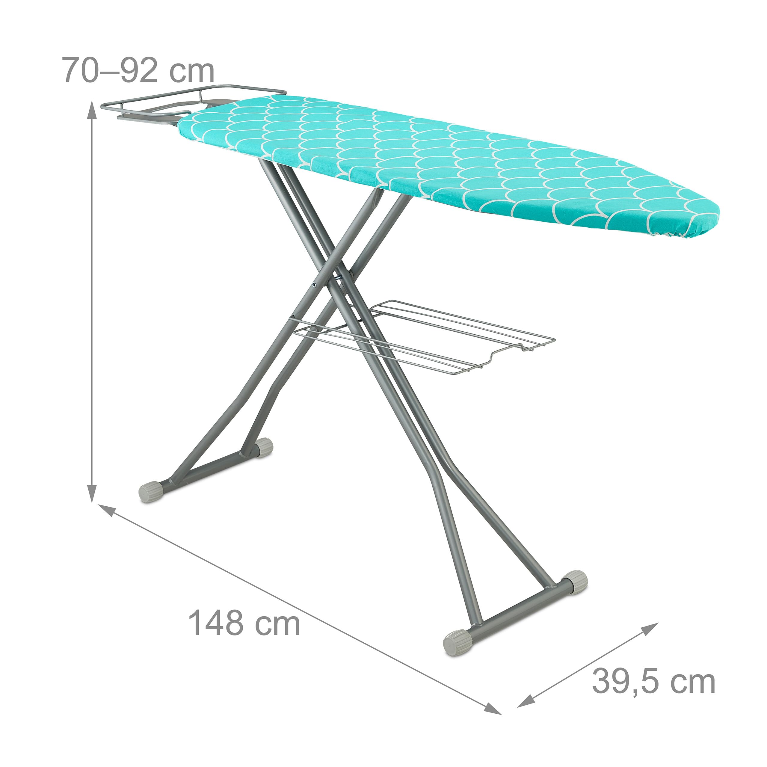 Relaxdays ASSE da Stiro Pieghevole, Tavolo Ferro a Vapore, Piano per Stirare Salvaspazio, 115x39 cm, Copriasse, Turchese