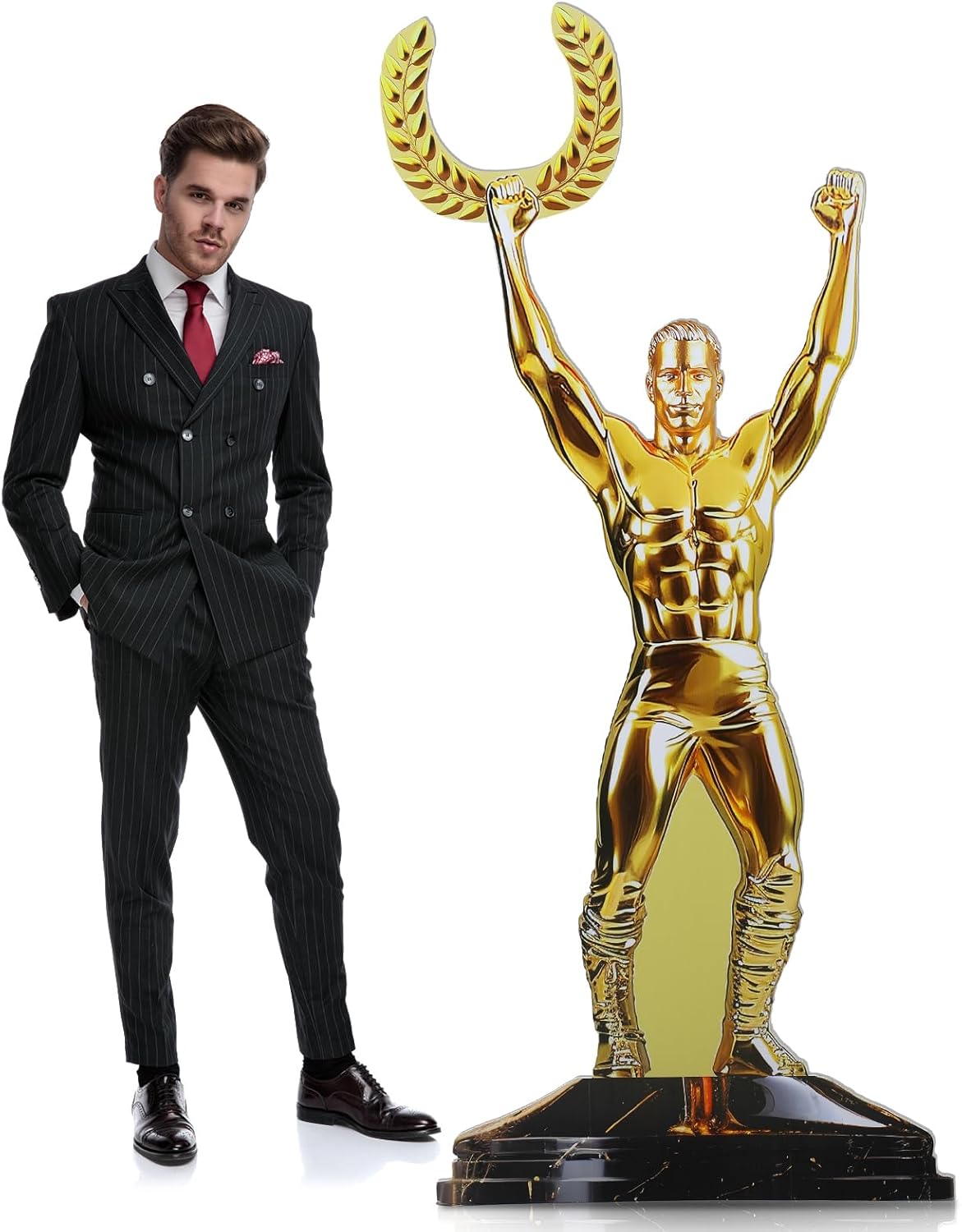 6 ft Movie Night Trophy Award Stand up Cardboard Cutout Life Size Movie Theme Party Decorations Backdrop Photo Props Gold Star Award Status Standup for Celebration Events Themed Party Supplies
