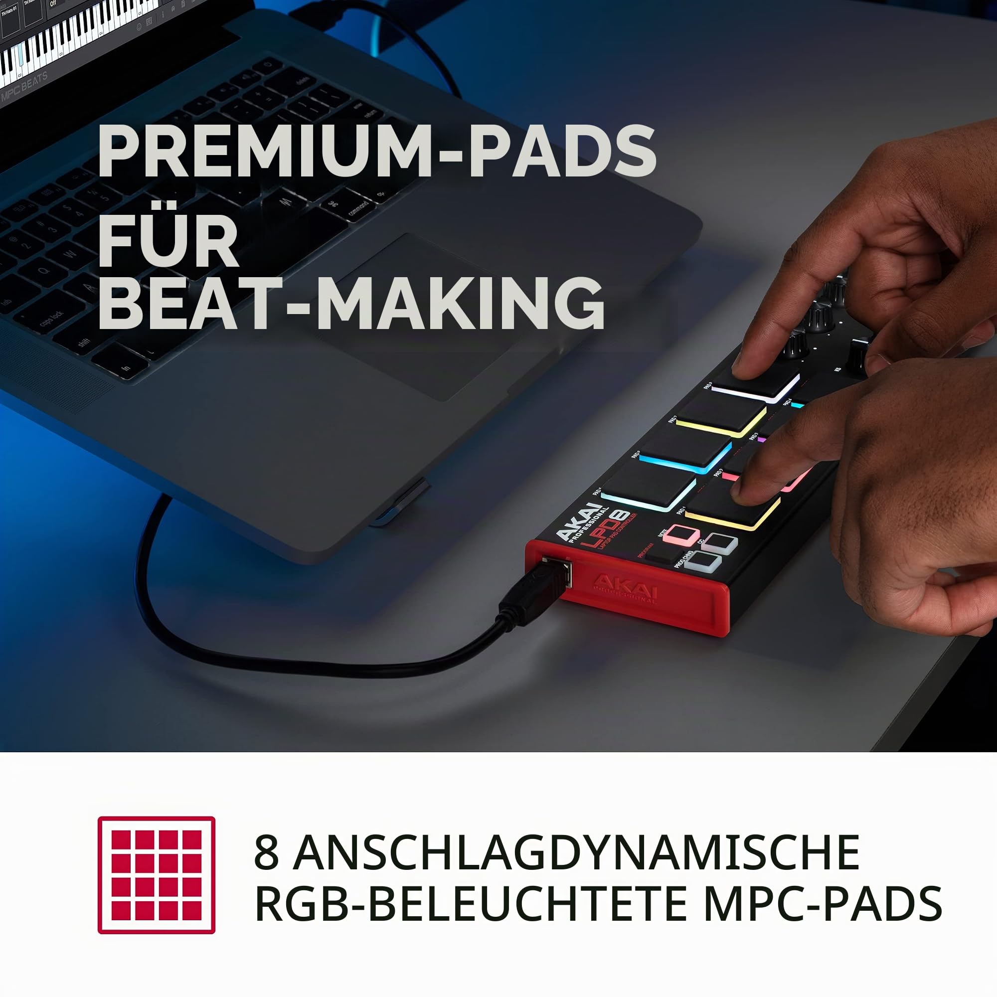 Akai Professional APC Mini MK2 - USB MIDI Pad Controller & Professional LPD8 – USB MIDI Controller mit 8 responsiven MPC Drum Pads