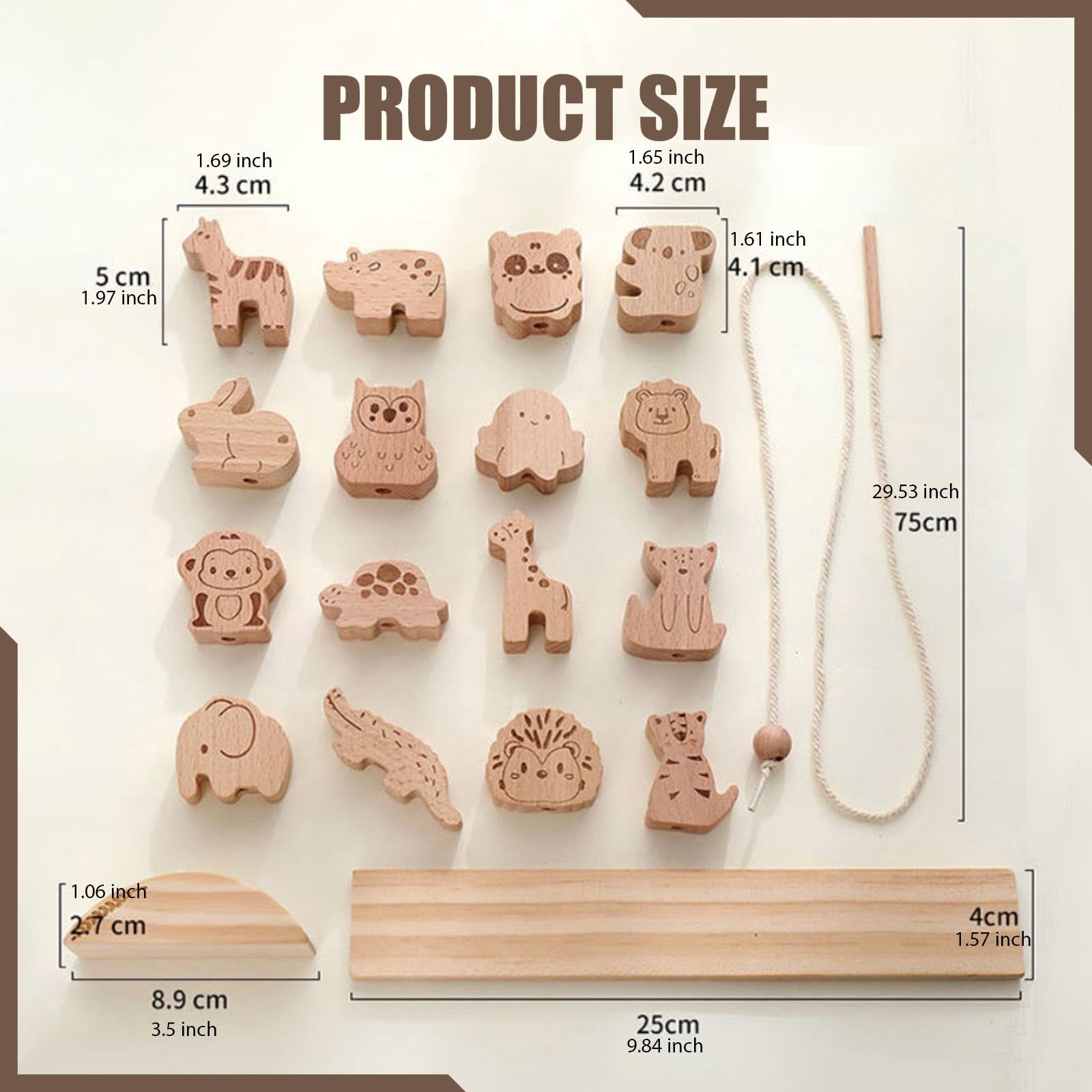 F Fityle Juguete apilable de bloques de animales de madera, juego de equilibrio, habilidades motoras, ensartar cuentas, regalo de fiesta, juguete educativo