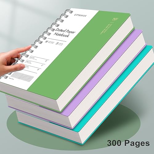 Miniatura 4 de EMSHOI Cuaderno de espiral A5, diario de puntos, tamaño pequeño de 5.7 x 8.22 pulgadas, 300 páginas150 hojas, papel de cuadrícula de puntos de 3.53