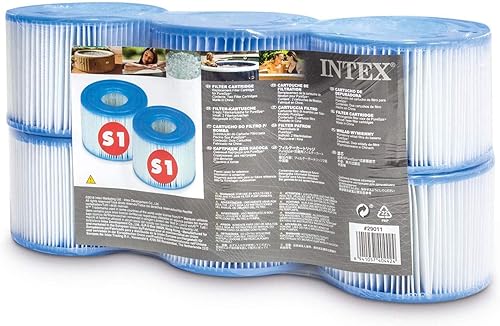 Intex 29011E Tipo S1 PureSpa - Cartuchos de repuesto para filtro de bañera de hidromasaje (6 filtros), color azul y blanco