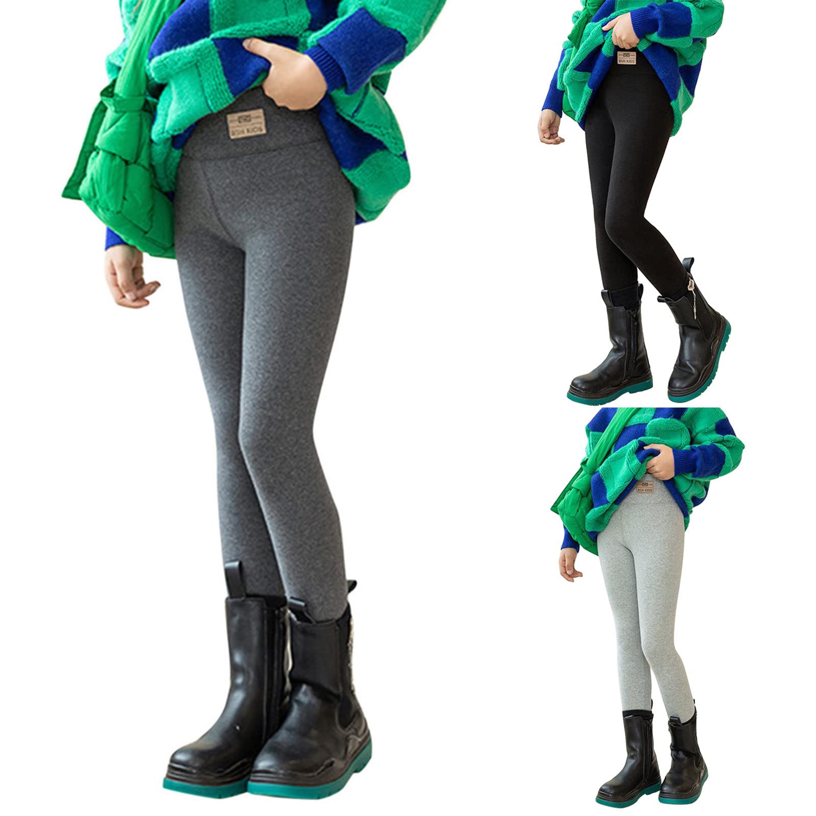 Longra Thermoleggins Kinder Strumpfhosen Mädchen Thermostrumpfhosen Lang High Waist Fleece Hose Winter Warme Jogginghose Gefüttert Thermohose mit flauschigem Innenfleece Elastische Strumpfhosen