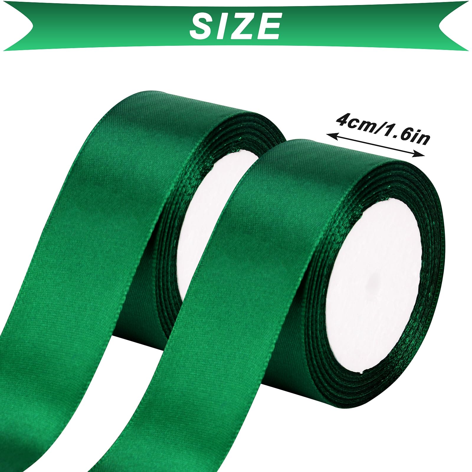 KEYIDO Green Ribbon 40mm, Christmas Satin Ribbon, 44 Metres Thick Ribbon for Gift Wrapping Hair Bow, Florist, Crafts, Sewing - Image 3