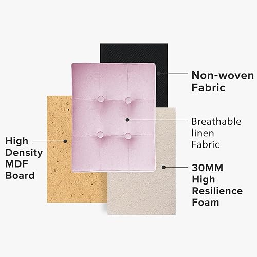 Miniatura 91 de LINMAGCO Taburete otomano plegable con bolsillo lateral, moderno, corto, sofá, tela de lino, 17 x 13 x 13 x 13 (color azul niebla) azul (Fog