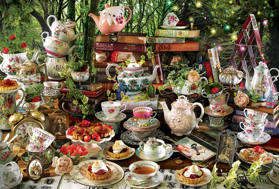 Cobble Hill 2000 Piece Puzzle - Mad Hatter's Tea Party - Sample Poster Included