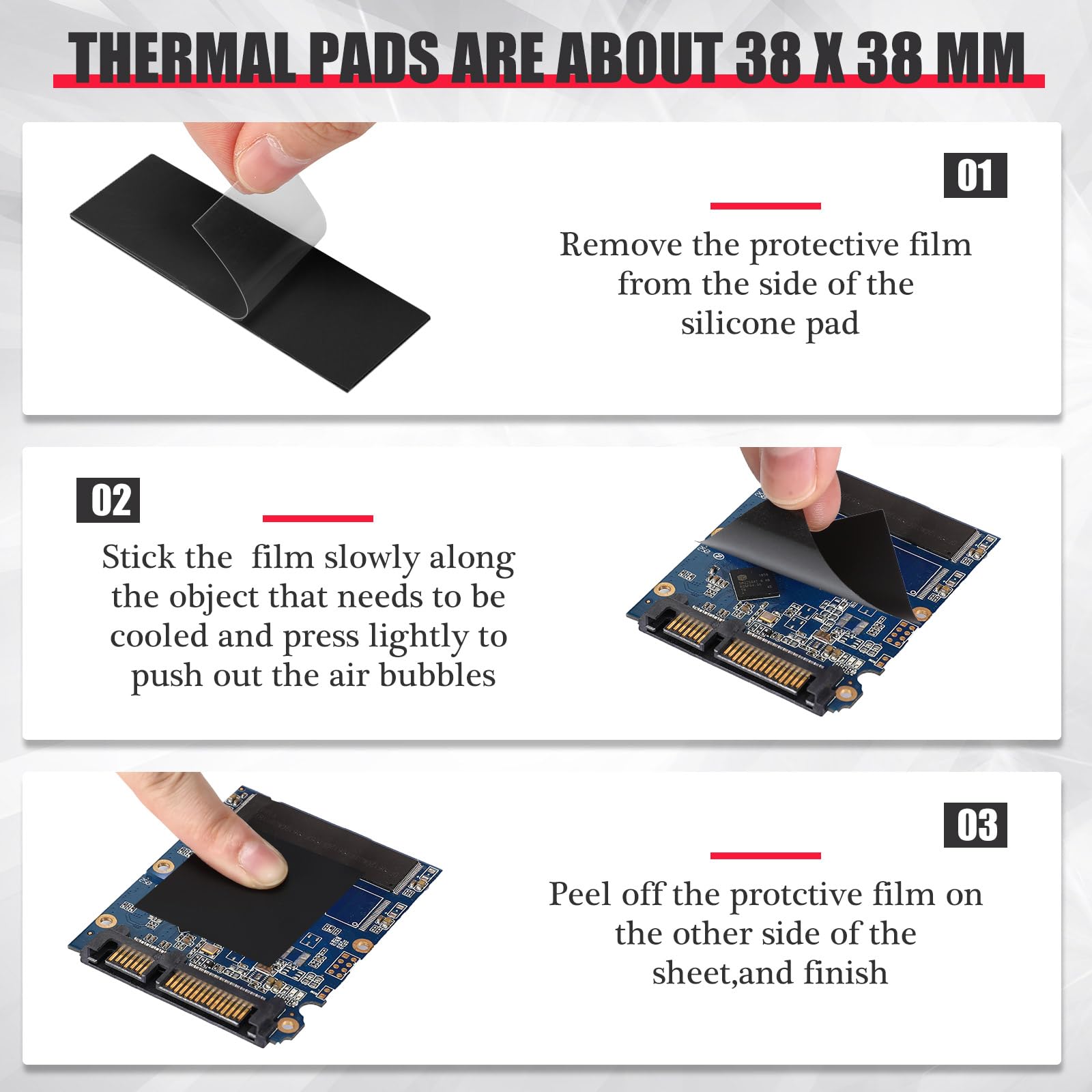 Threlaco 40 almohadillas térmicas de grafeno de 38 x 38 mm, alta conductividad, alternativa de pasta de CPU