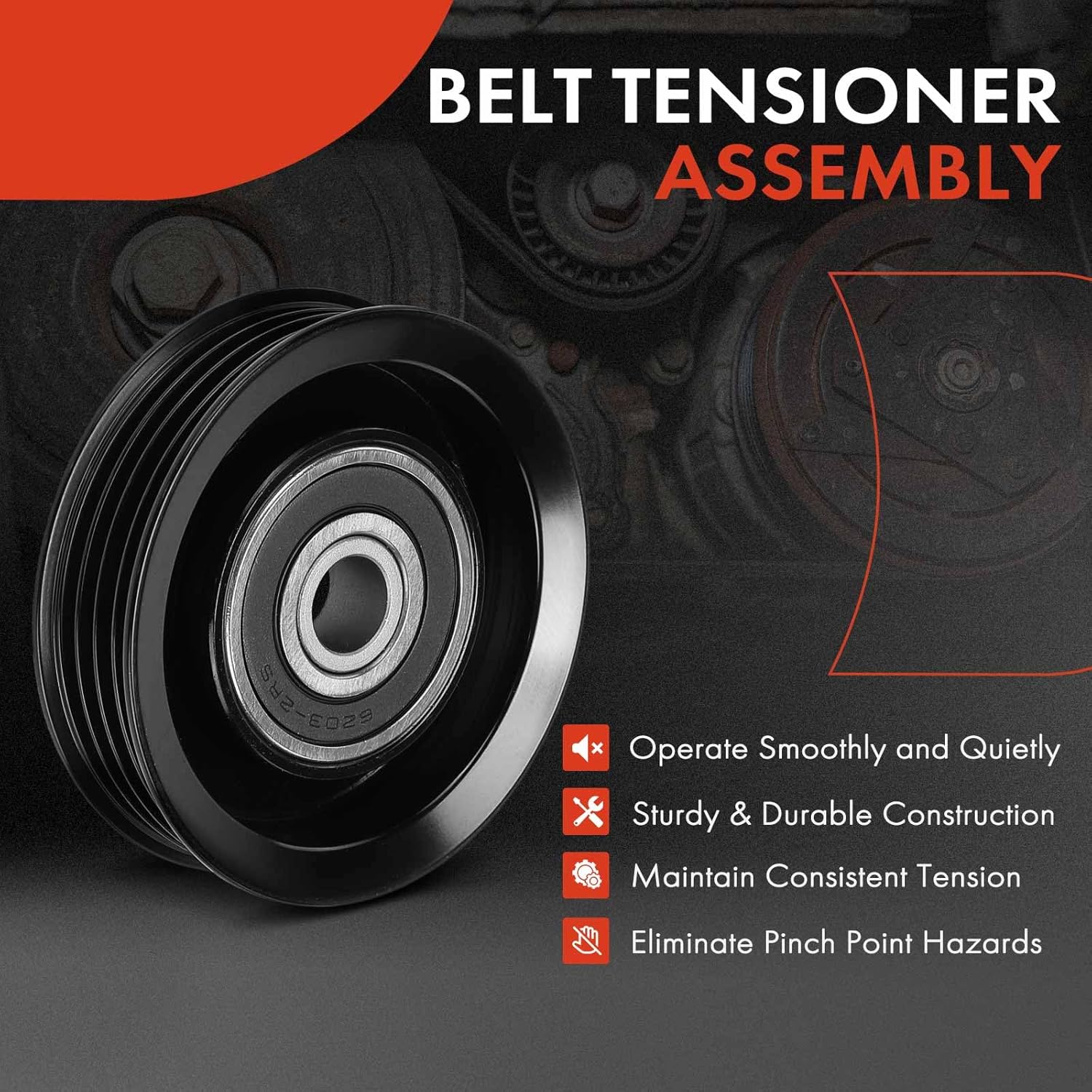 A-Premium Belt Idler Pulley Compatible with Toyota Tacoma 1995-2004, Tundra 2000-2004, 4Runner 1996-2000, Previa 1994-1997, T100 1994-1998, 2.4L 2.7L 3.4L