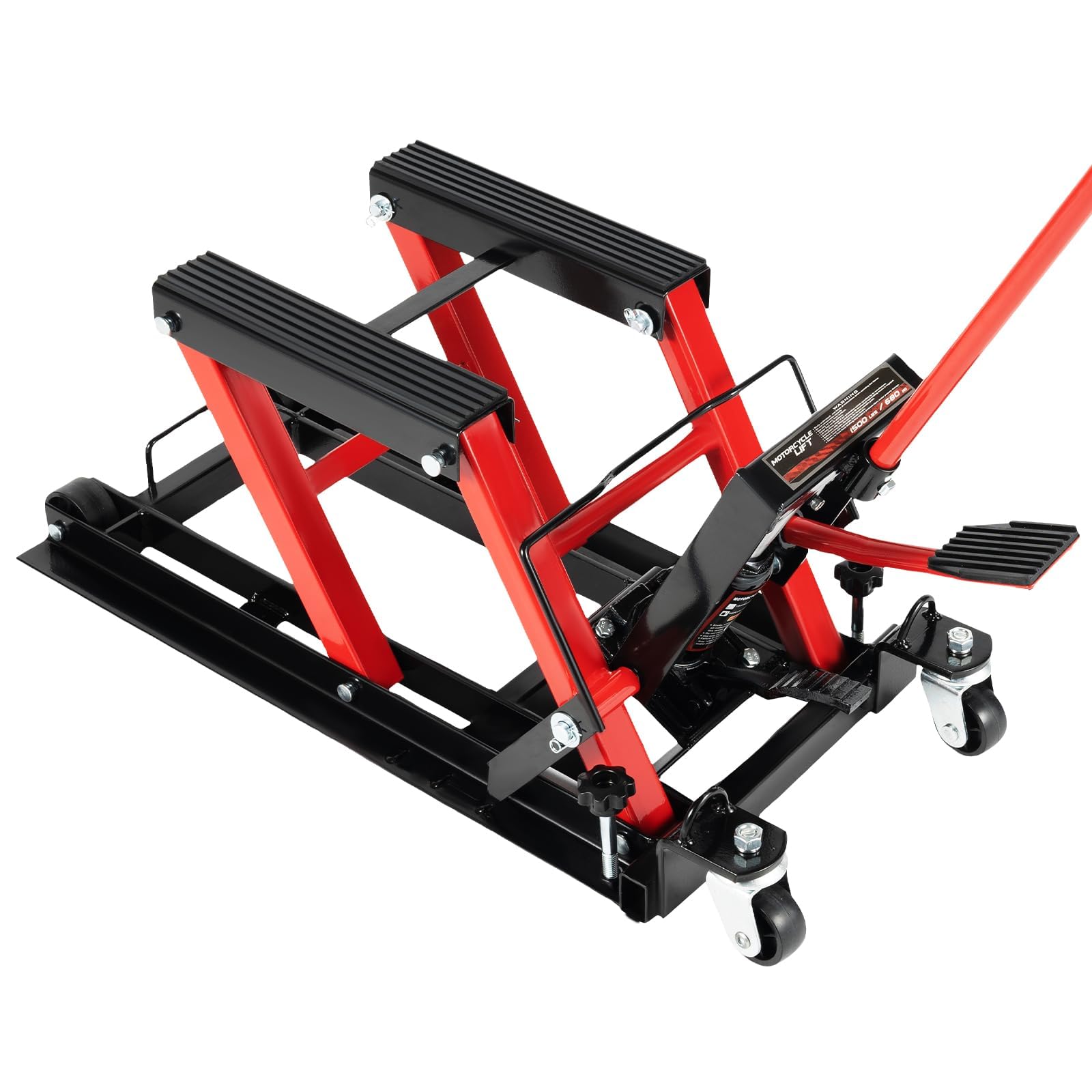 Motorradheber Hydraulisch 1500lbs/680kg – Motorrad-Lift mit 3-Fach Sicherheitsverriegelung, Rollen & Rutschfester Gummiauflage – für Werkstatt & Garage