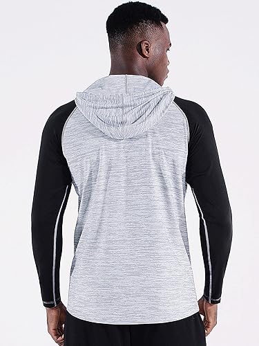 Miniatura 4 de Neleus - Camiseta deportiva de manga larga con capucha para hombre, ideal para correr