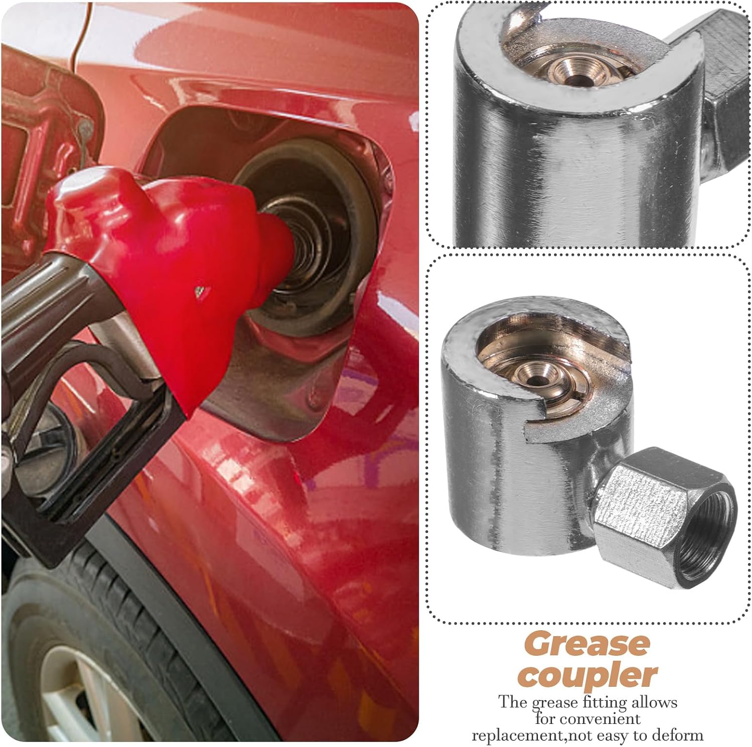 iplusmile Button Head Grease Fitting Adapter Replacement Metal Grease Coupler for Hydraulic Gun with Secure Connection