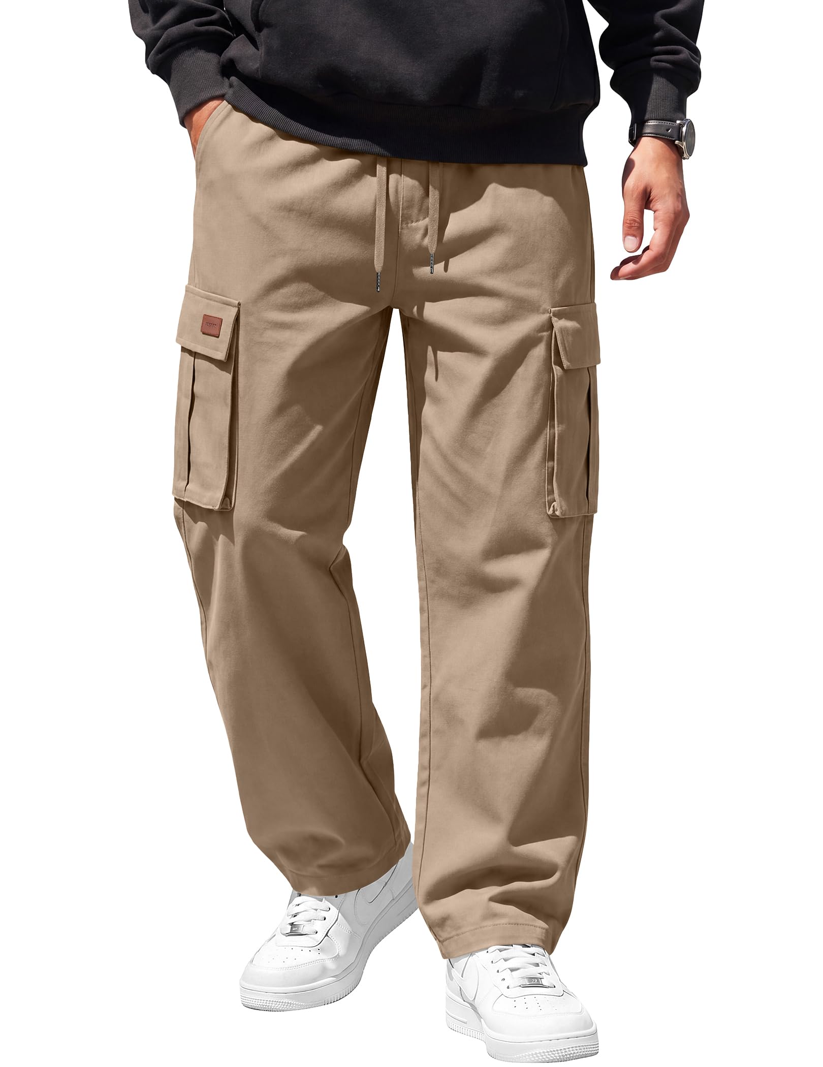 Men Casual Cargo Pants Hiking Joggers Sweatpant with Multi Pockets