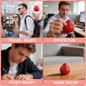 2pcs Strawberry Squishy for Adults, Squishy Slow Rising, 2026 New Realistic Cute Fruit Squishy Toy for Sensory Play Relief Soft Squeeze Fidget Toys for Home Office Classroom Studying Working