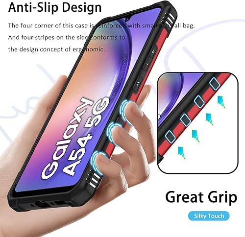 Miniatura 5 de Miimall Funda resistente para teléfono Galaxy A54 5G, soporte magnético protección de pantalla y cámara Protección de cuerpo completo antiarañazos,