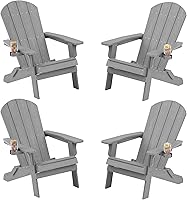 Vista 39 de YEFU Silla Adirondack, silla Adirondack de plástico de gran tamaño, sillas plegables para exteriores con soporte para tazas, silla de césped