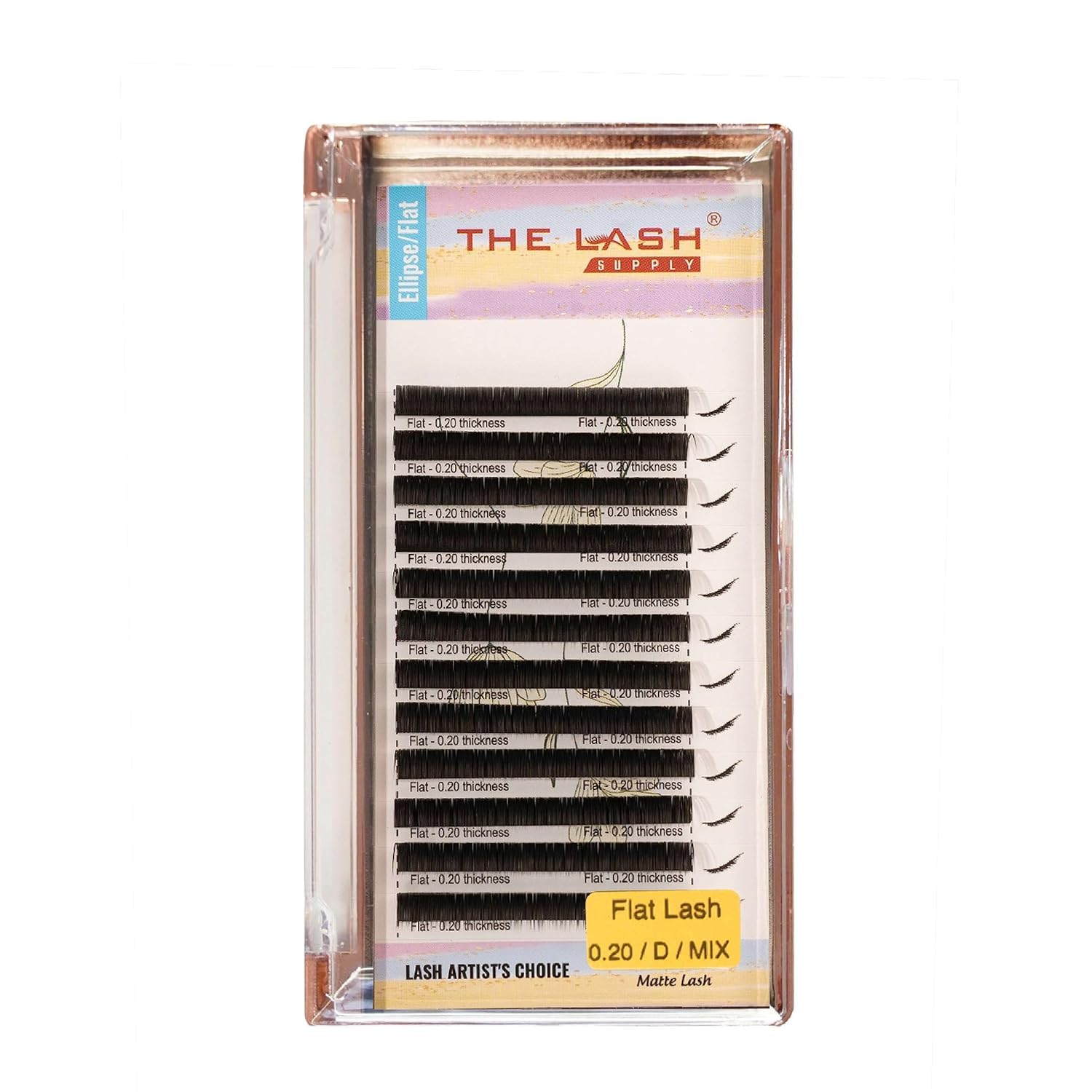 THE LASH SUPPLY Ellipse Flat Eyelash Extension Professional Supplies, C/D Curl, 0.20 Thickness, Fake Ellipse Flat Eye Lashes, Soft and Lightweight Lashes Mixed and Mixed Length Pack
