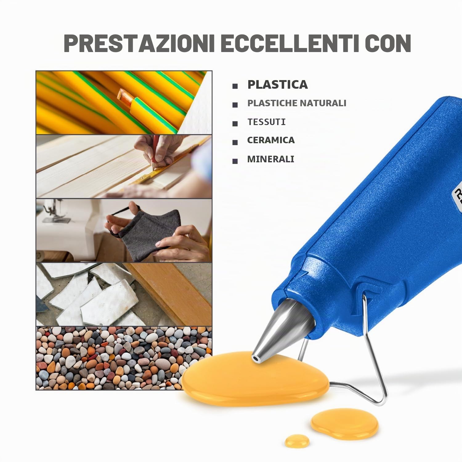 Colla a Caldo Giallo, 1 kg, Extra Forte Colla Ricariche Ø 11mm x 170mm, Colla per le Pistole di Colla a Caldo 11mm, per Carrozzeria Tirabolli