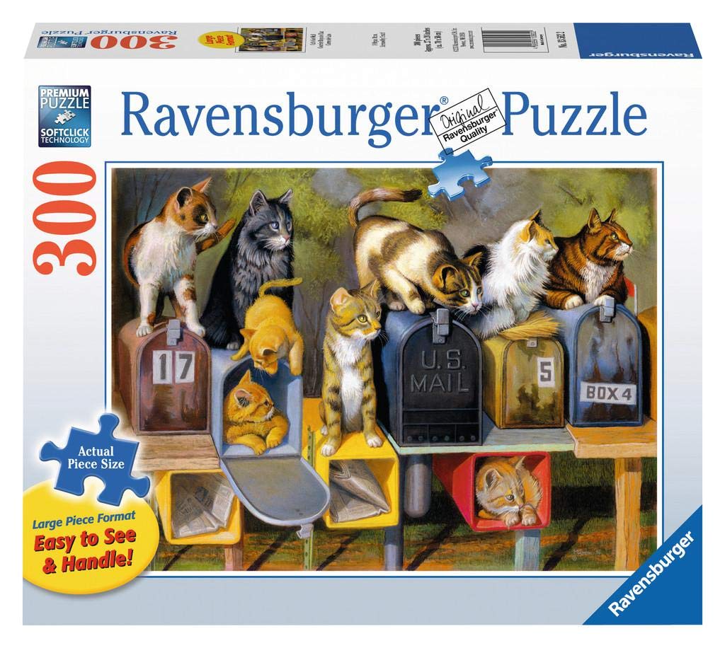 Ravensburger Cat's Got Mail Large Format Puzzle - 300 Unique Pieces | Premium Quality | Anti-Glare Surface for Puzzle Enthusiasts