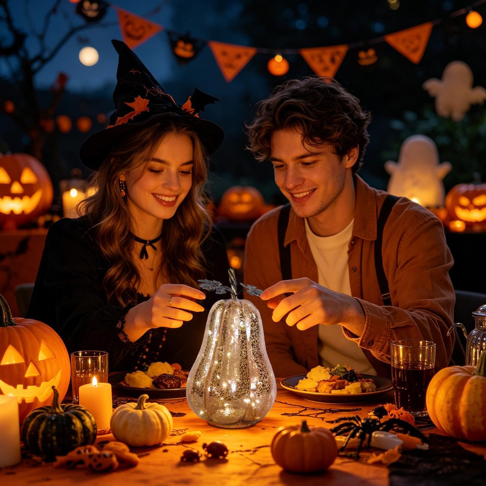 Szklane Dynie z Lampkami Halloween Lampa Dekoracyjna