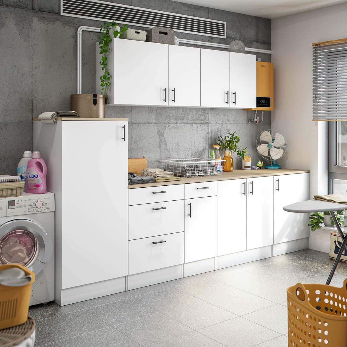 PEGANE Meuble à Suspendre, Meuble Haut pour Cuisine avec 2 Portes Coloris Blanc Brillant - Hauteur 59 x Longueur 80 x Profondeur 34 cm