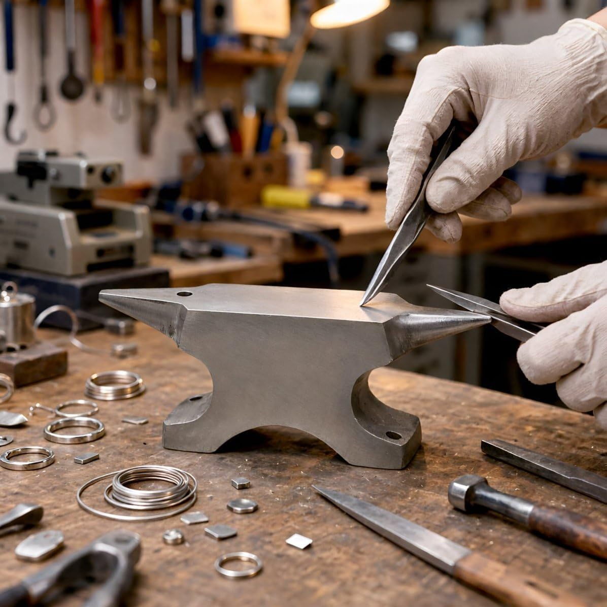 Jewelry Hammer and Block for Rings, Folding Iron Bench Anvil