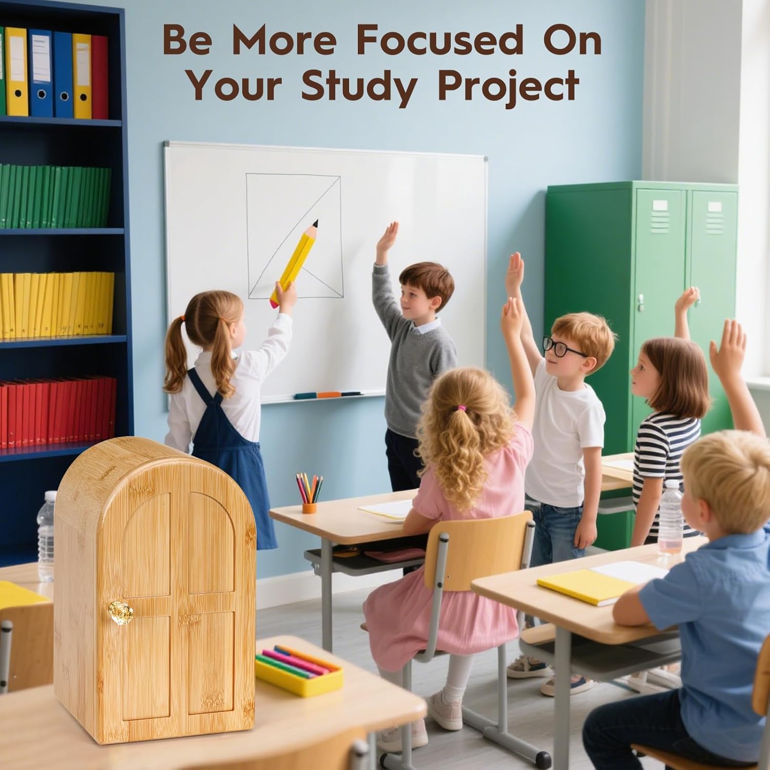 Premium Cell Phone Box for Family Time,Bamboo Cell Phone Jail with Charging Holes,Hold 6 Phones,Help Kids Adults Focus Back