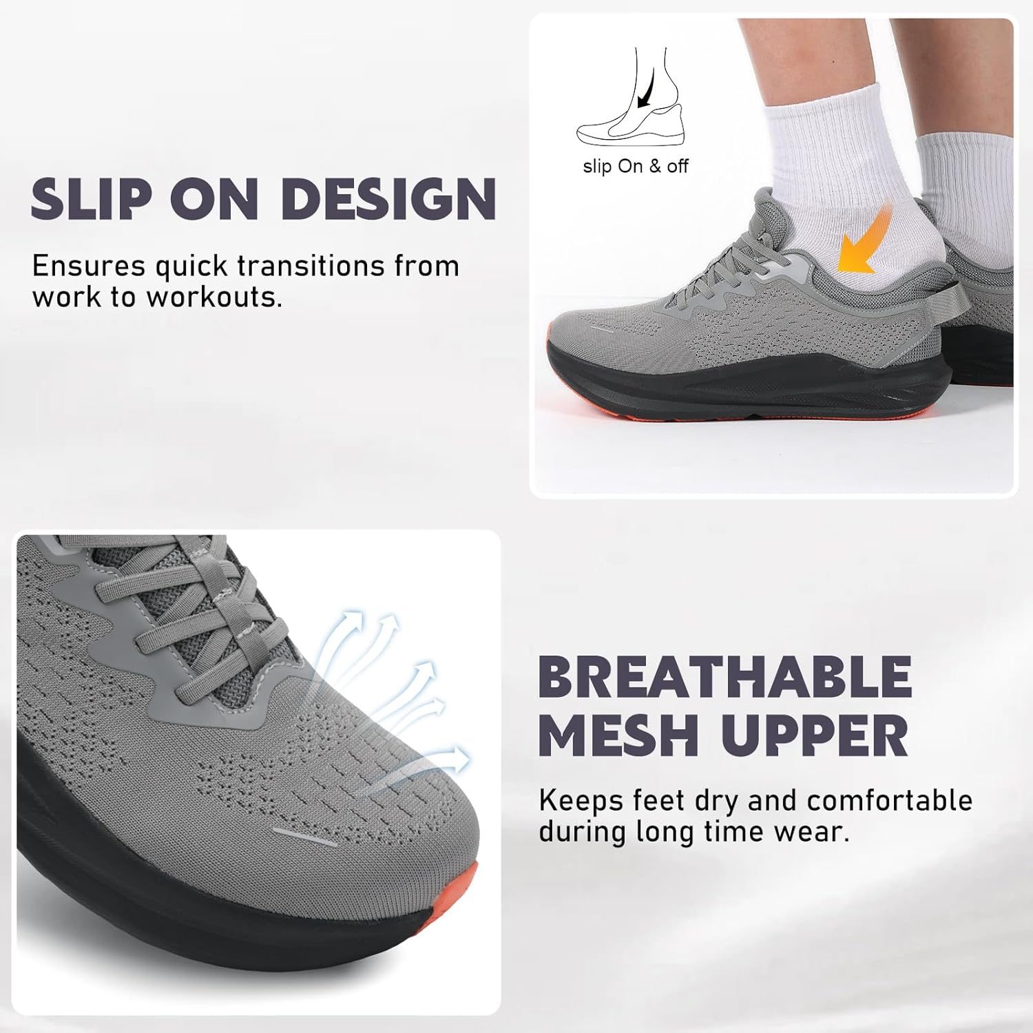 relxfeet Men’s Wide Toe Box Slip On Walking Shoes Lightweight Cushioned Sneakers for Running Tennis Gym Workout Non Slip Breathable Athletic Shoes - Image 5