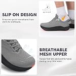 JOINFREE Homme large orteil boîte chaussures de marche Slip-on léger Coussioned Non Slip Sneakers Respirant Mode Athlétisme Chaussures pour la course, Gym & Port quotidien