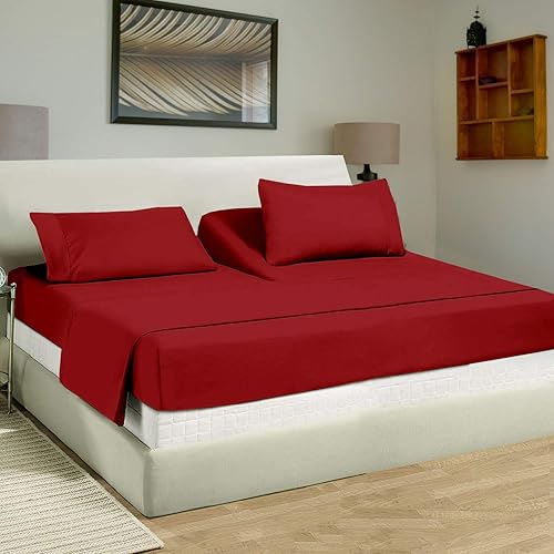 Miniatura 49 de Juego de sábanas tamaño King, juego de 4 piezas, sábanas de lujo para hotel, bolsillos profundos, fácil ajuste, transpirables y refrescantes