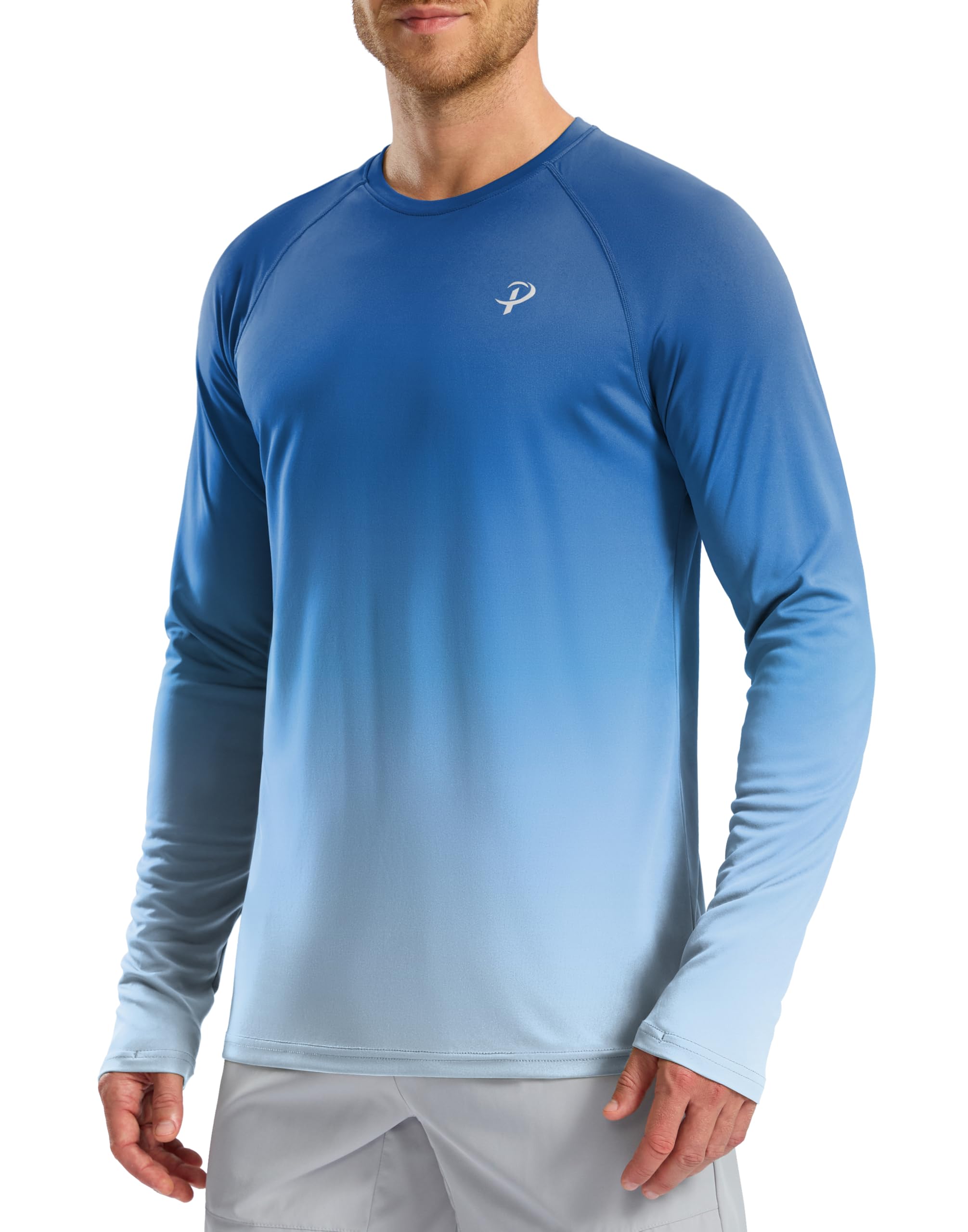Pudolla Men's Sun Protection Shirts UV SPF UPF 50+ Rash Guard Long Sleeve Lightweight Quick Dry Brethable Swimming Fishing