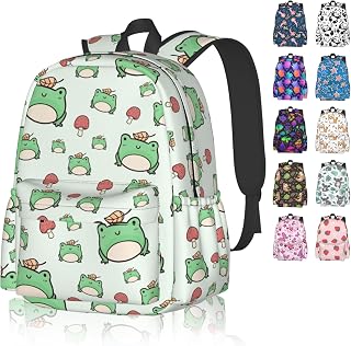 Cute Frog Backpack For Women Men, 16.9 Inch Cute Frog Laptop Backpack College Bag Cute Travel Backpack